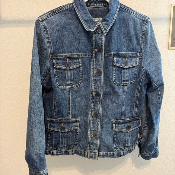 Women's Jones New York Sport Denim Blue Jean Button Front Jacket Size Large - Picture 3 of 9